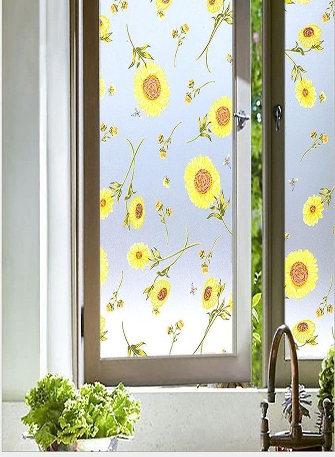 SUNBIRD Windows Glass Fim Glass & Doors, Self Static Cling Frosting Decorative Window Stickers Window Tinting For Home Bathroom (24 X 100 Inch, Sunflora) Multicolor - Image 1